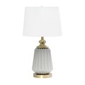 Lalia Home 25" Classic Fluted Ceramic and Metal Table Lamp with White Fabric Shade, Gray LHT-4007-GY